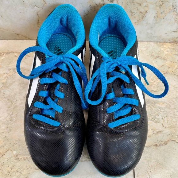 Adidas Kid's Conquisto FG J Firm Ground Boots Black/Blue - Size 2.5 - Picture 7 of 12